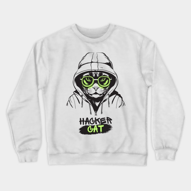 Hacker Cat: Pawsitively Witty Hacks Crewneck Sweatshirt by neverland-gifts